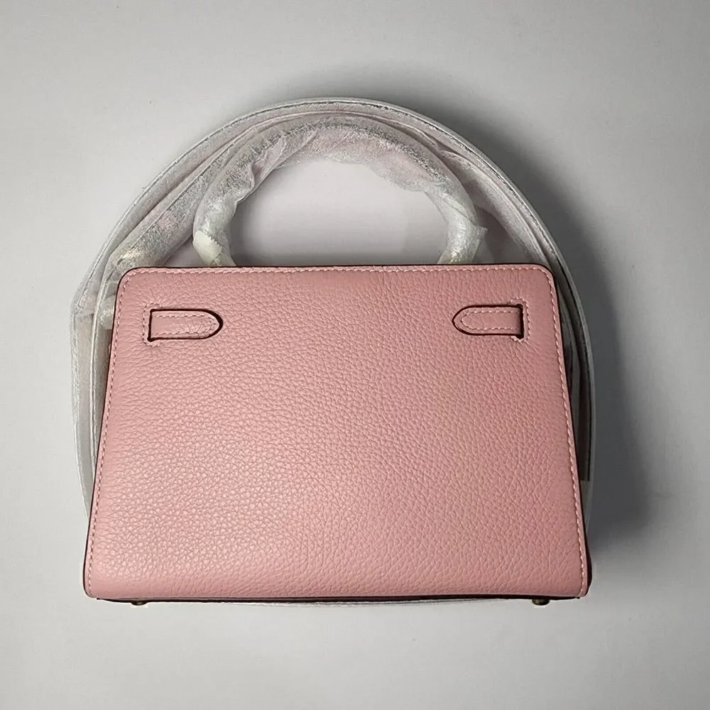 NWT Coach CA077 Mini Lane Top Handle In Refine Pebble Leather Whipstitch Pink